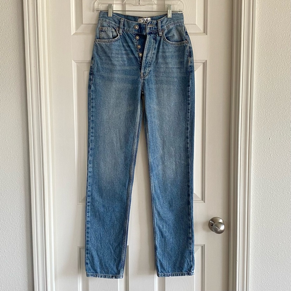Free People Medium Wash High Rise Straight Leg Lasso Jeans - Women’s Size 24